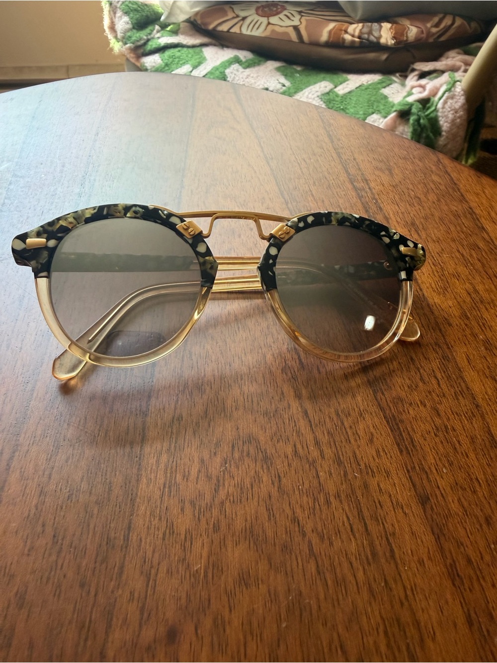 KREWE St Louis II Round Sunglasses in Tortoiseshell and Gold